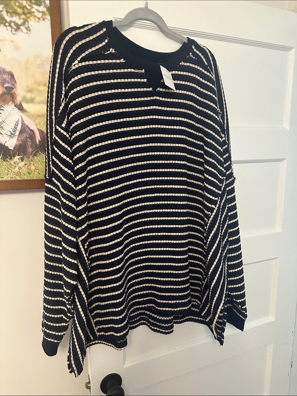 American Eagle Outfitters Black and Cream Striped Knit Sweater